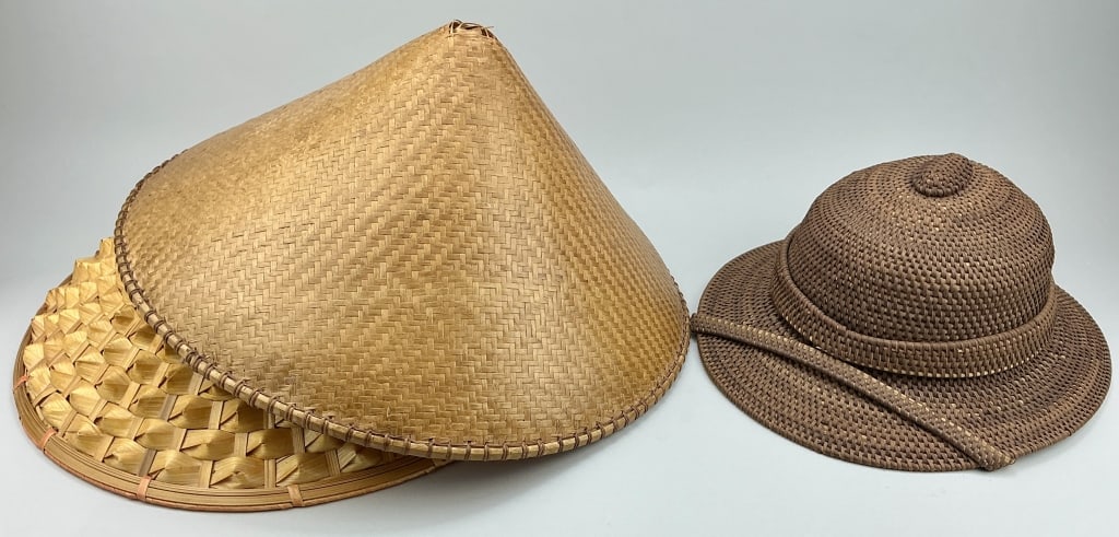 3 Asian Woven Straw/Bamboo Sun Hats. (1 of 13)