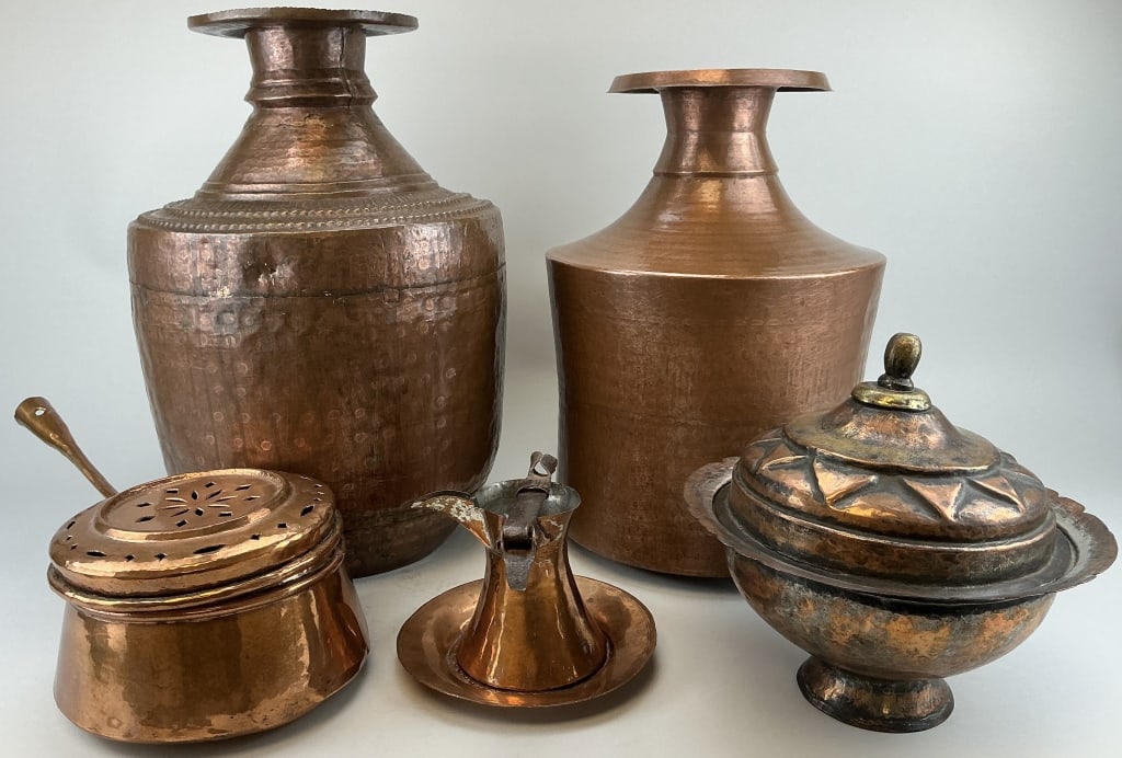 5 Various Antique Hand-Hammered Copper Vessels. (1 of 20)