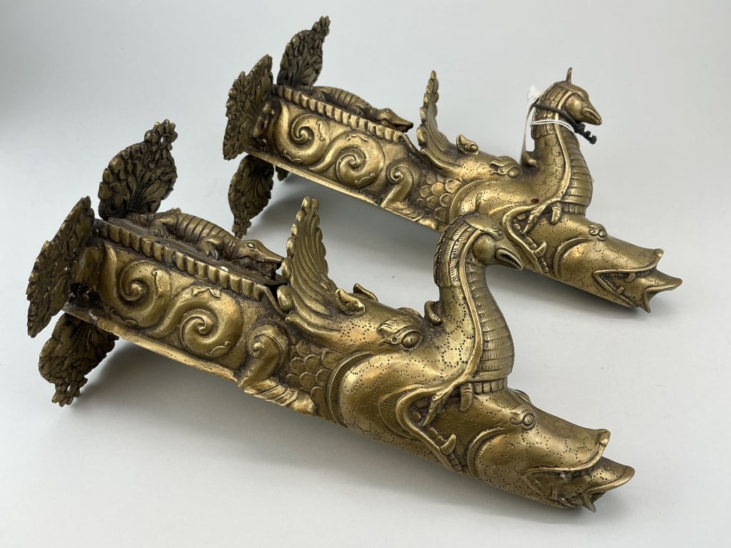 2 OM Handicrafts Brass Hiti Figural Waterspouts. (1 of 13)