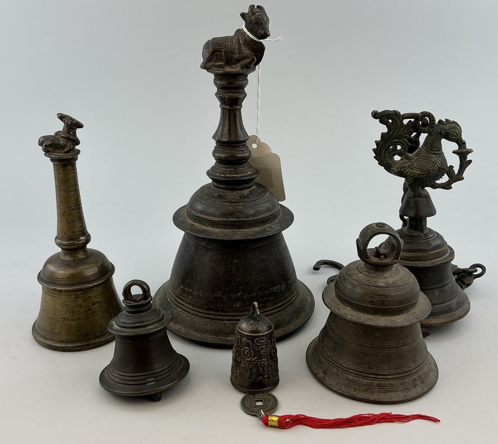 6 Antique/Vintage Indian Ritual Handbells. (1 of 20)
