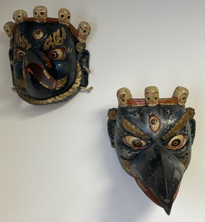 2 Antique Carved and Painted Ritual Masks. (1 of 6)
