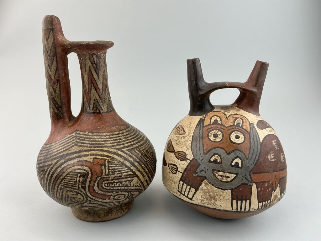 2 Pre-Colombian Style Painted Earthenware Vessels. (1 of 13)