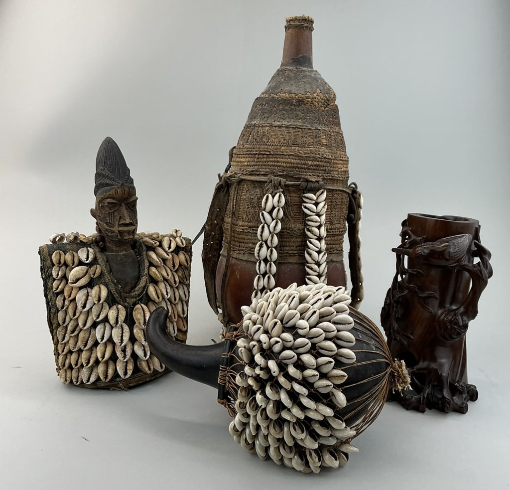 3 Antique African Cowrie Shell Adorned Items. (1 of 20)