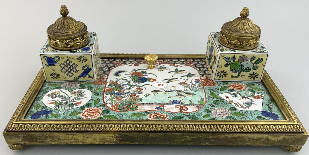 Antique Chinese Famille Verte Porcelain Standish. (1 of 5)