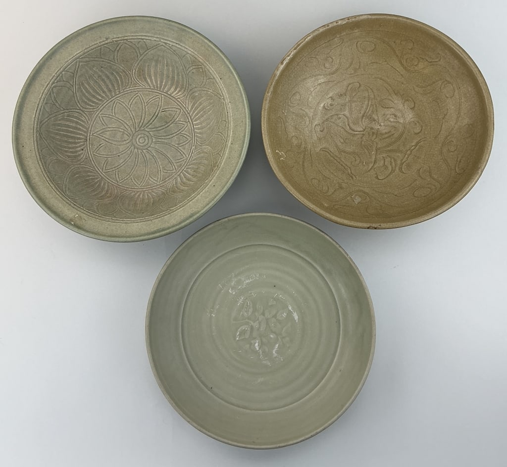 3 Various Antique Chinese Celadon Glazed Bowls. (1 of 11)