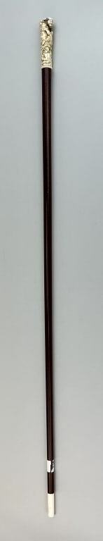 Antique Japanese Carved Antler Wood Shaft Cane. (1 of 8)