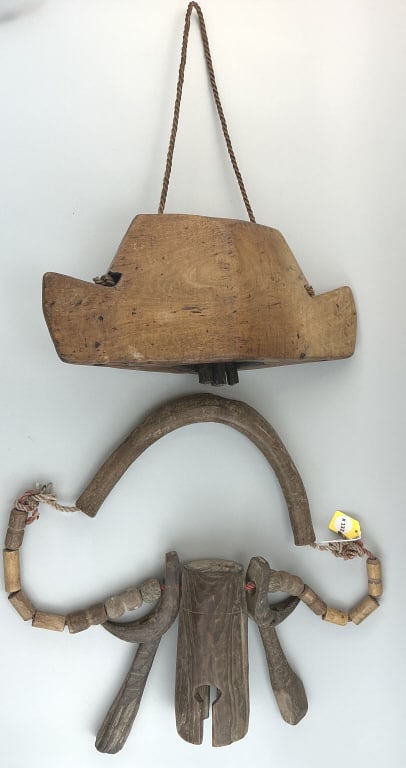2 Antique Wooden Bovine Bells.: NEED SIZE. Lombok (Island near Bali) wooden cow bell. African tribal livestock bell. Condition: good with wear. **LOCAL PICKUP MUST BE BY APPT ONLY POST AUCTION ONLY ON SPECIFIC DATES:CALL 717-272-707