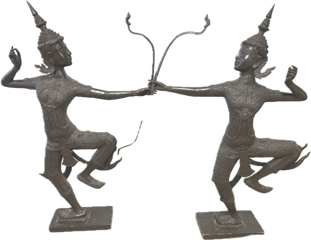 Large Pair of Thai Lord Rama Bronze Statues. (1 of 4)