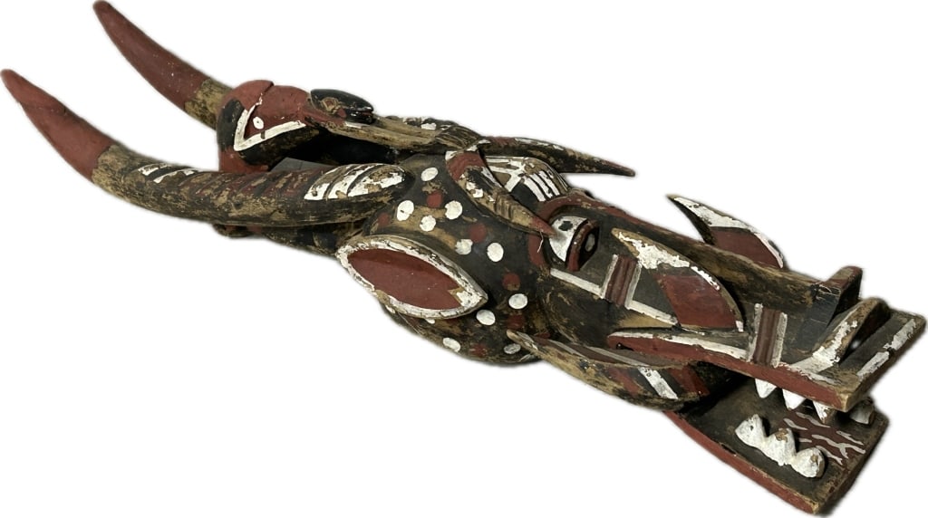 African Senufo Carved Wood Helmet Mask. (1 of 7)