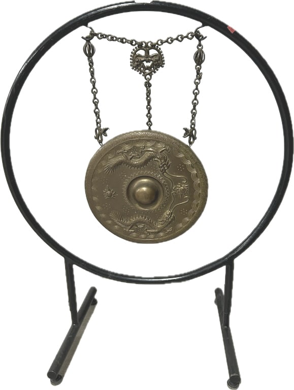 Antique Brunei Cast Bronze Gong with Stand. (1 of 4)