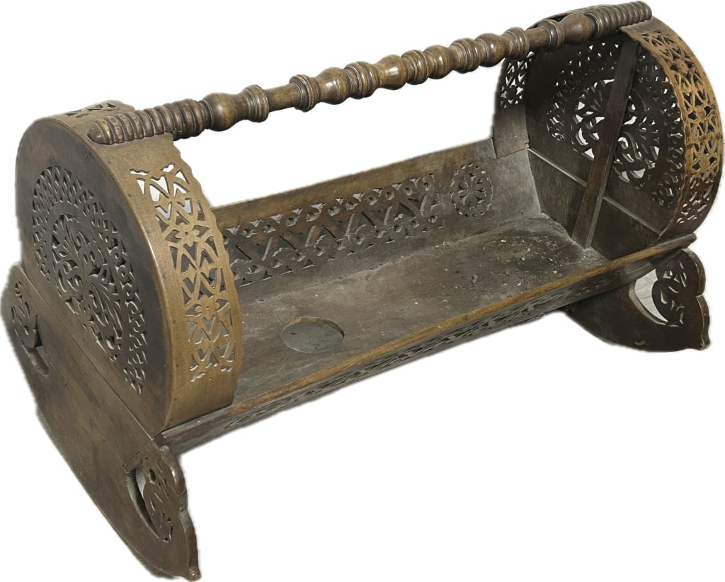 Ottoman Empire Walnut Rocking Cradle. (1 of 6)