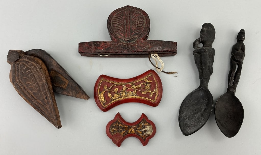 Lot of Antique Carved Wood Utilitarian Objects. (1 of 13)