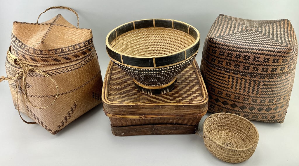 Lot of Vintage Hand-Woven Asian Baskets. (1 of 20)
