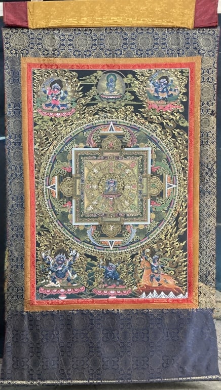 Vintage Tibetan Thangka Mandala Painting on Silk. (1 of 14)
