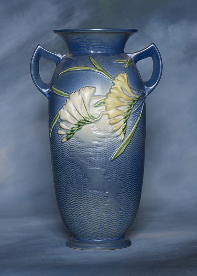 Roseville Blue Freesia Vase