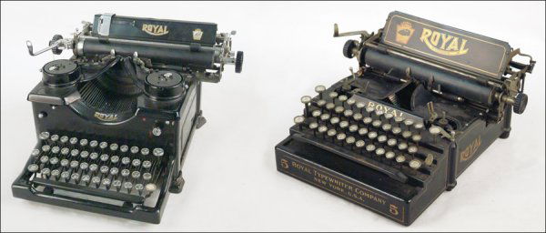 TWO ROYAL TYPEWRITERS.: TWO ROYAL TYPEWRITERS. comprising a Model 5, No. 102119-5 and a Model SX, 1545938 *Condition: No Specific Condition Recorded - Sold As Is *Est. Sale Time: 9:03 AM Central *EDISON GALLERY DOES NOT PROV