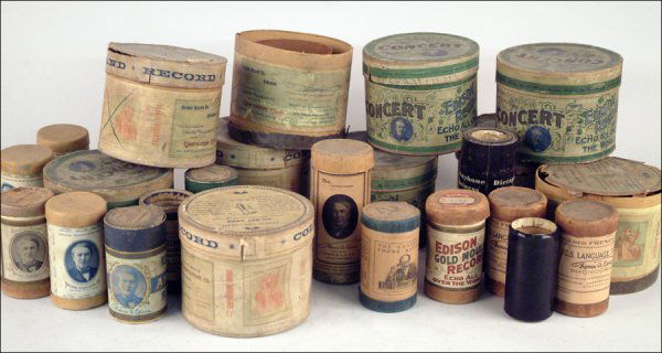 PHONOGRAPH CYLINDERS.: PHONOGRAPH CYLINDERS. comprising nine Columbia and Edison 5-inch concert cylinders (poor condition) in boxes and a quantity of other cylinders, mostly language and dictation *Condition: No Specific Co