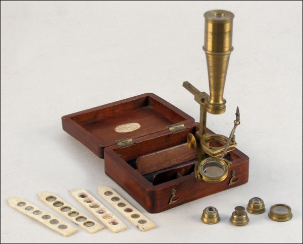 GOULD PATTERN MICROSCOPE BY THILE, COPENHAGEN. (1 of 4)