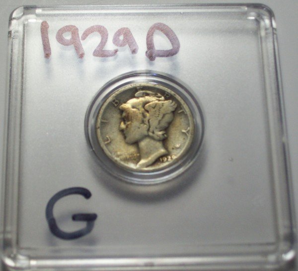 1929-D US Mercury Dime 10 Cents G Good: 1929-D US Mercury Dime 10 Cents G Good