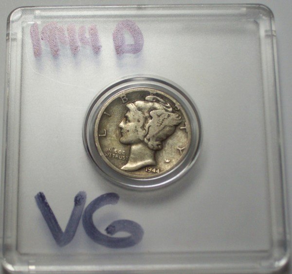 1944-D US Mercury Dime 10 Cents VG: 1944-D US Mercury Dime 10 Cents VG