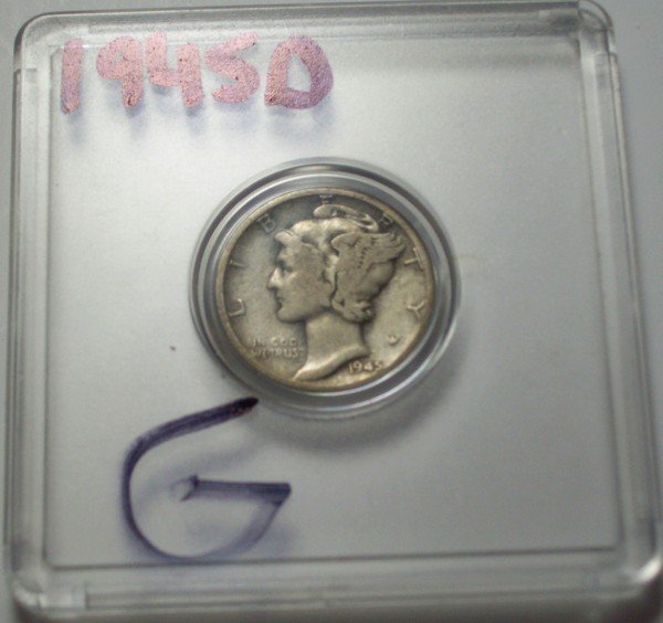 1945-D US Mercury Dime 10 Cents G Good: 1945-D US Mercury Dime 10 Cents G Good