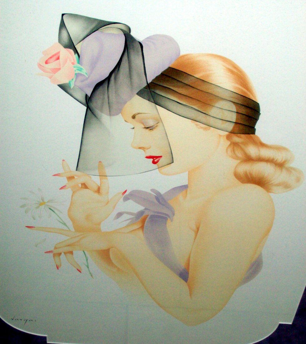 Pin Up Girl II by Alberto Vargas Print: Measurements: Image 18" W x 26" H Frame 29.5" W x 42" H.
