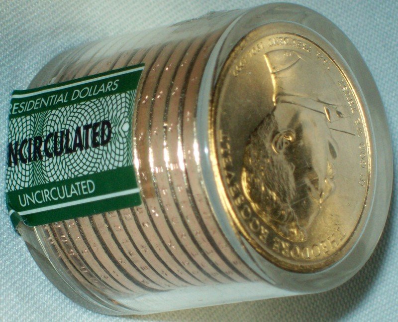 Roll of (12) UNC Theodore Roosevelt Presidential Dollar: Sealed Roll of (12) UNC Theodore Roosevelt Presidential Dollars