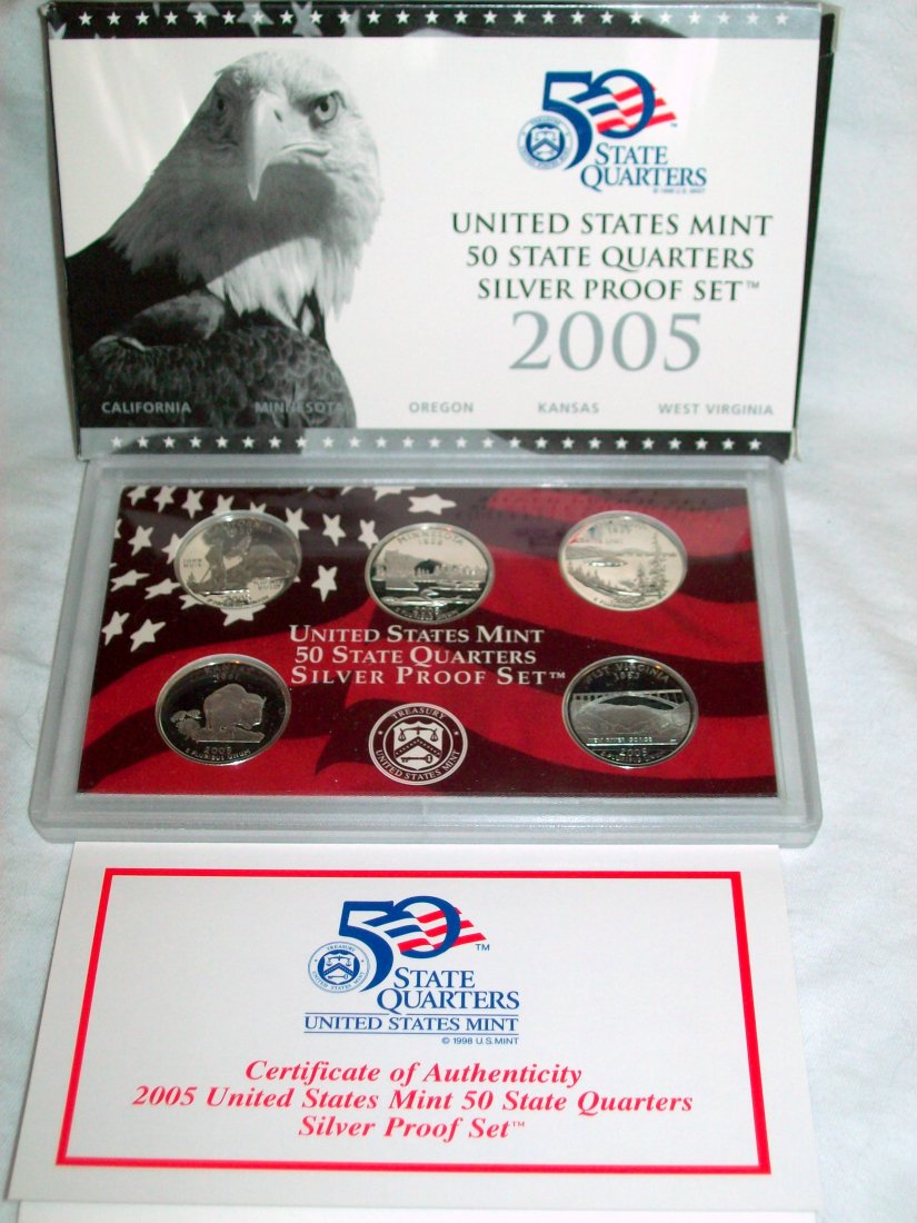 2005 US Mint 50 State Quarters Silver Proof Set: Proof