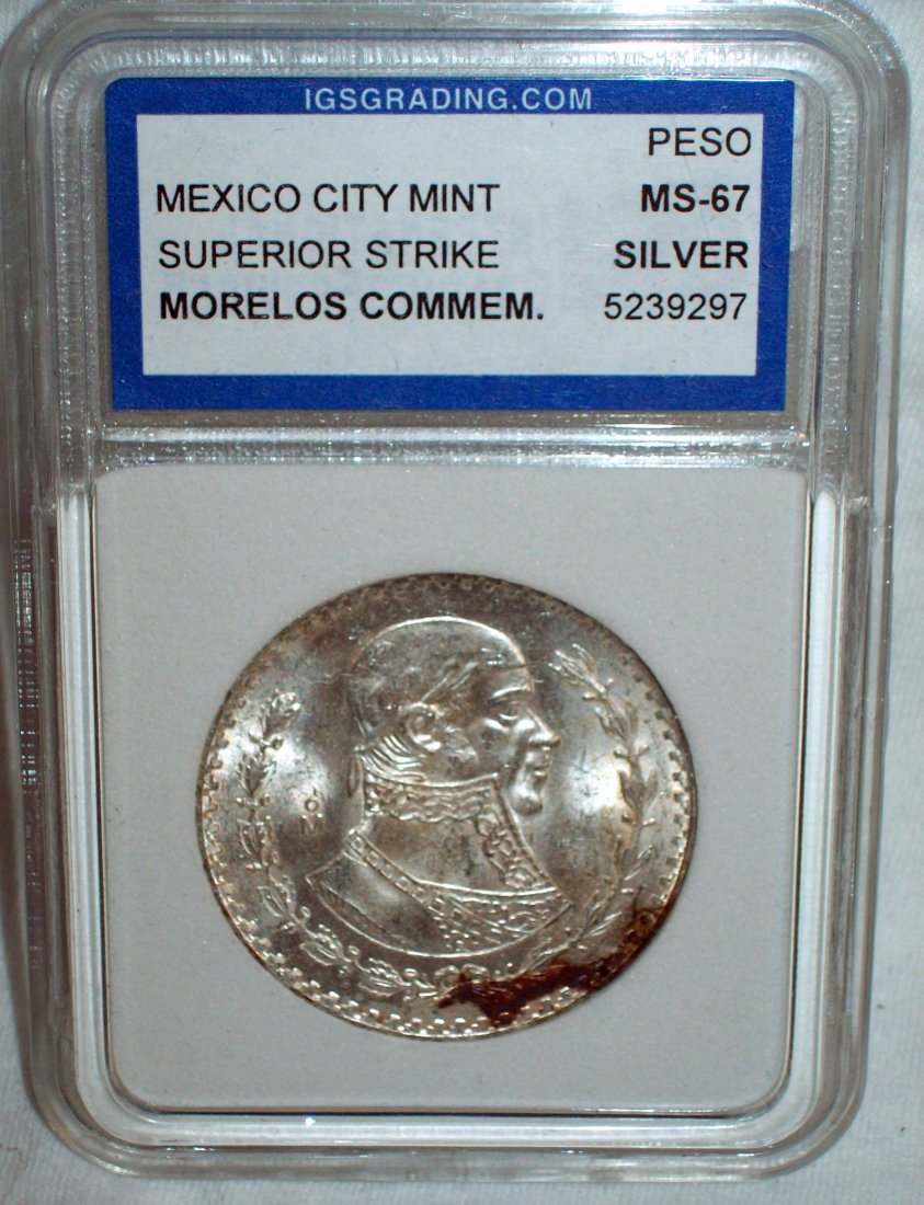 1965 MEXICAN PESO Silver Peso of Jose Morelos ICG MS-67: ICG MS-67