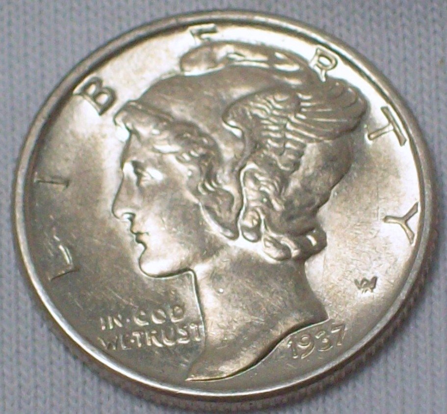 1937 Mercury Dime UNC Full Band (1 of 2)