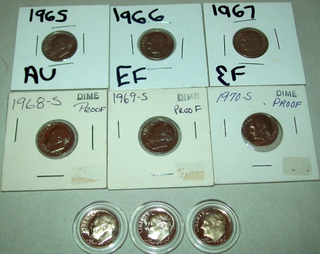 Lot of (9) Roosevelt Dimes 1965-1978 Proofs (1 of 1)