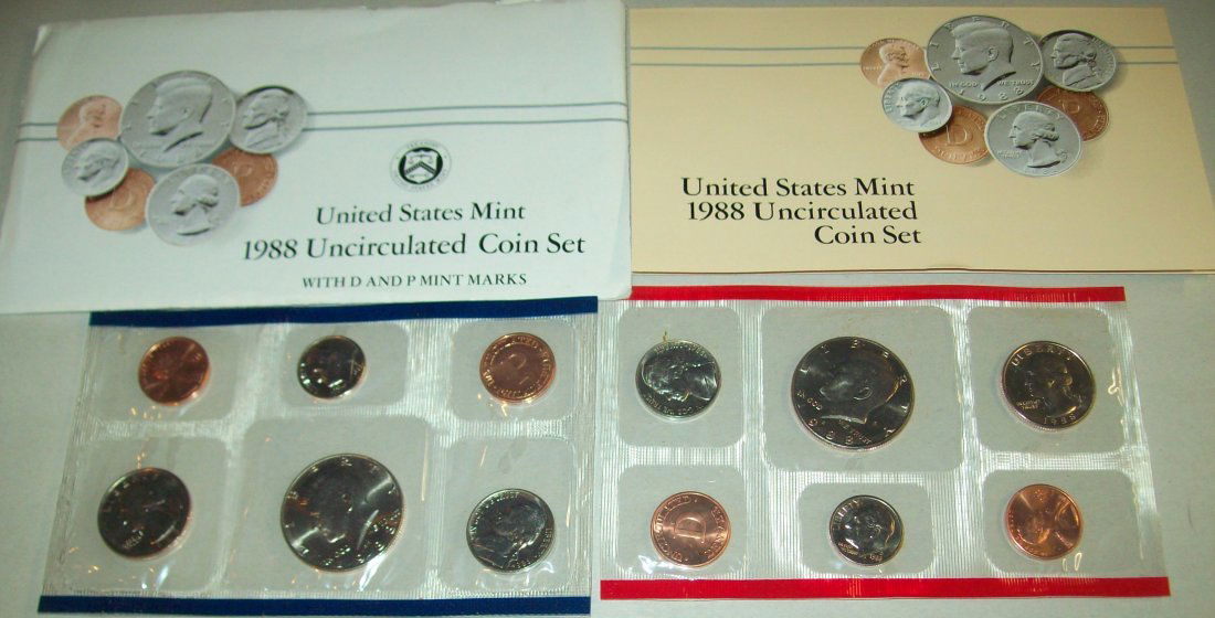 1988 US Mint Uncirculated Coin Set With Envelope (1 of 3)