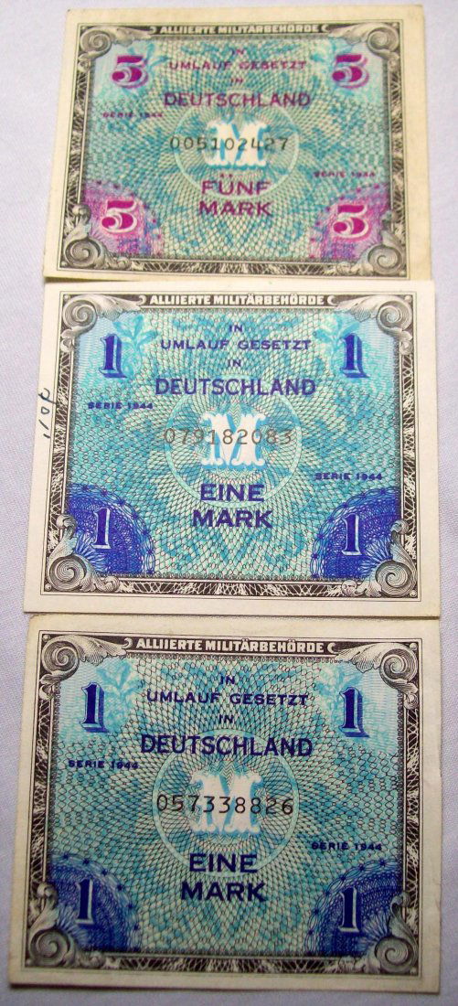 (3) REICHSBANKNOTE GERMANY-ALLIERTE MILITARBEHORDE 1944 (1 of 5)