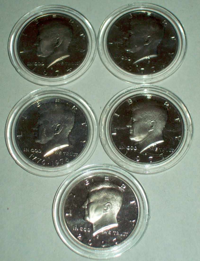 Lot of (5) Kennedy Proof Half Dollars 1974-07 (1 of 2)