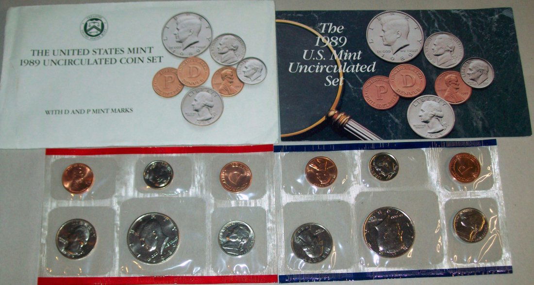 1989 US Mint Uncirculated Coin Set With Envelope (1 of 3)