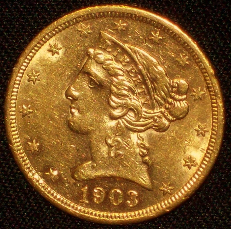 1903-S $5 Liberty Head Half Eagle Gold Coin (1 of 2)