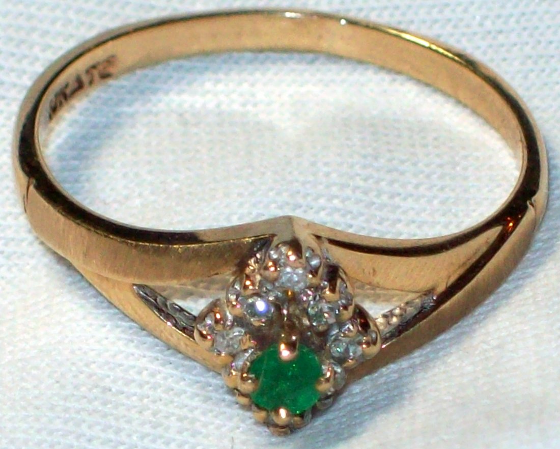 10K Gold Emerald And Diamond Ring (1 of 3)