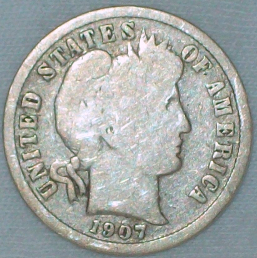 1907 Barber Head Silver Dime Fine (1 of 2)