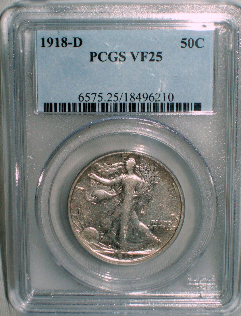 1918-D Walking Liberty Half Dollar VF 25 (1 of 5)