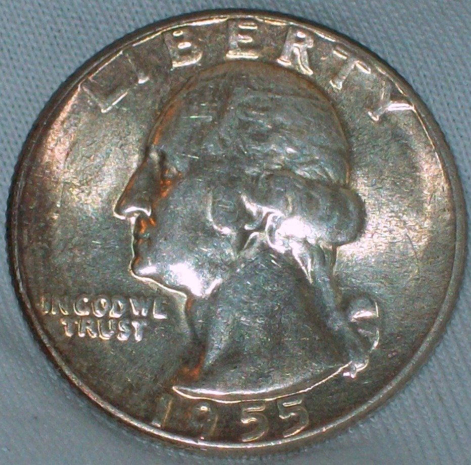 1955 Washington Silver Quarter BU Toned (1 of 2)