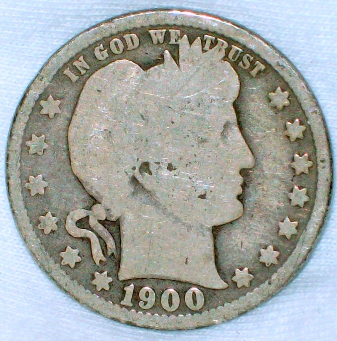 1900 Barber Head Silver Quarter Fine (1 of 2)