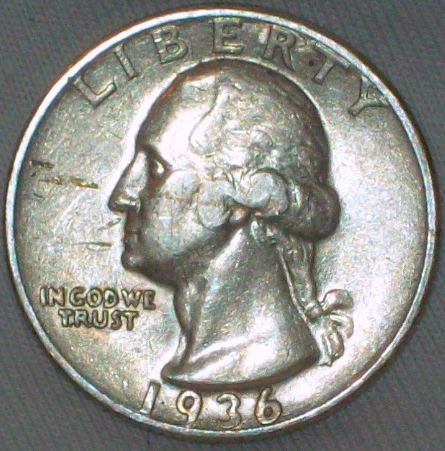 1936-S Washington Silver Quarter AU (1 of 2)