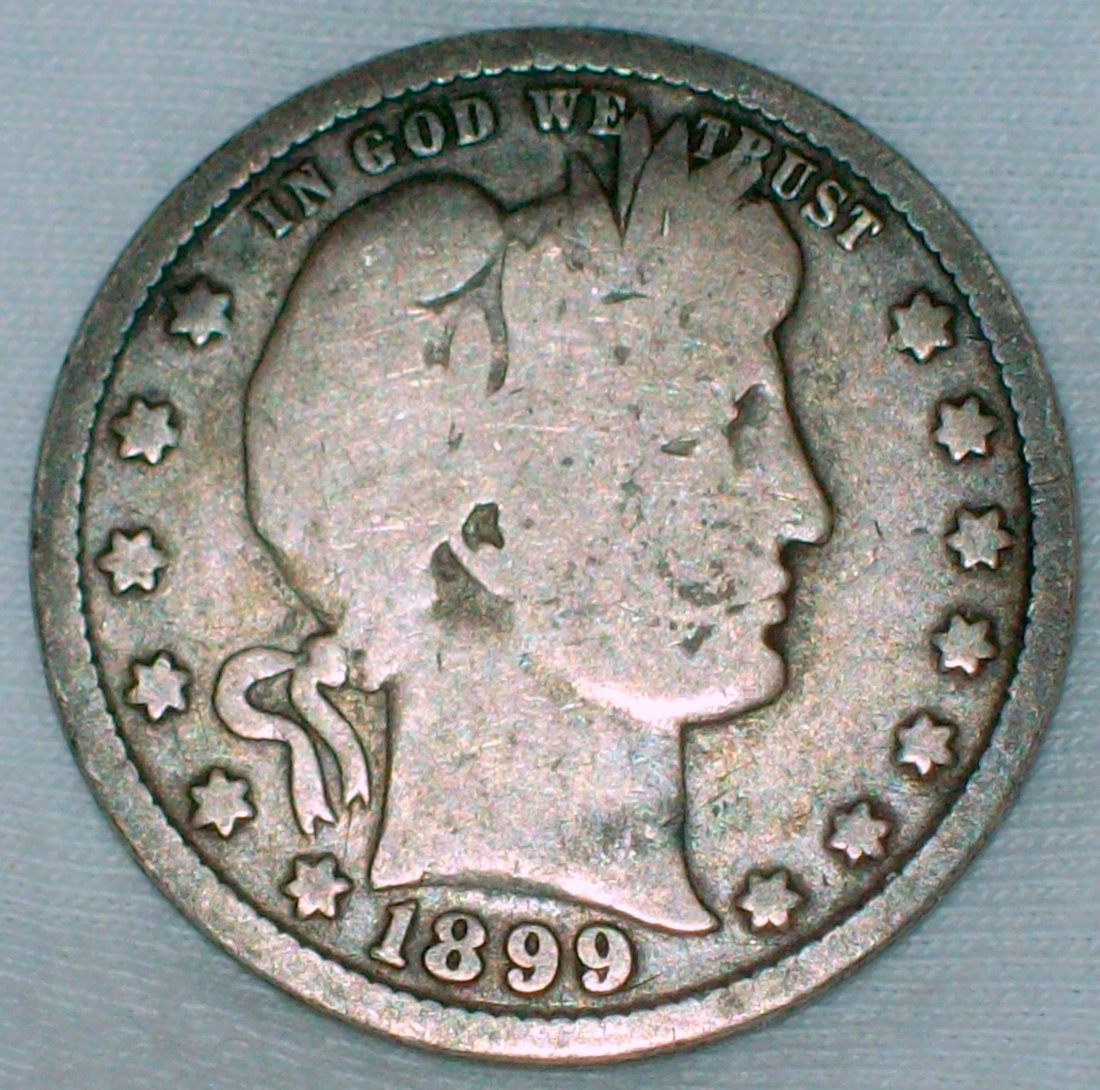 1899 Barber Head Silver Quarter VF (1 of 2)