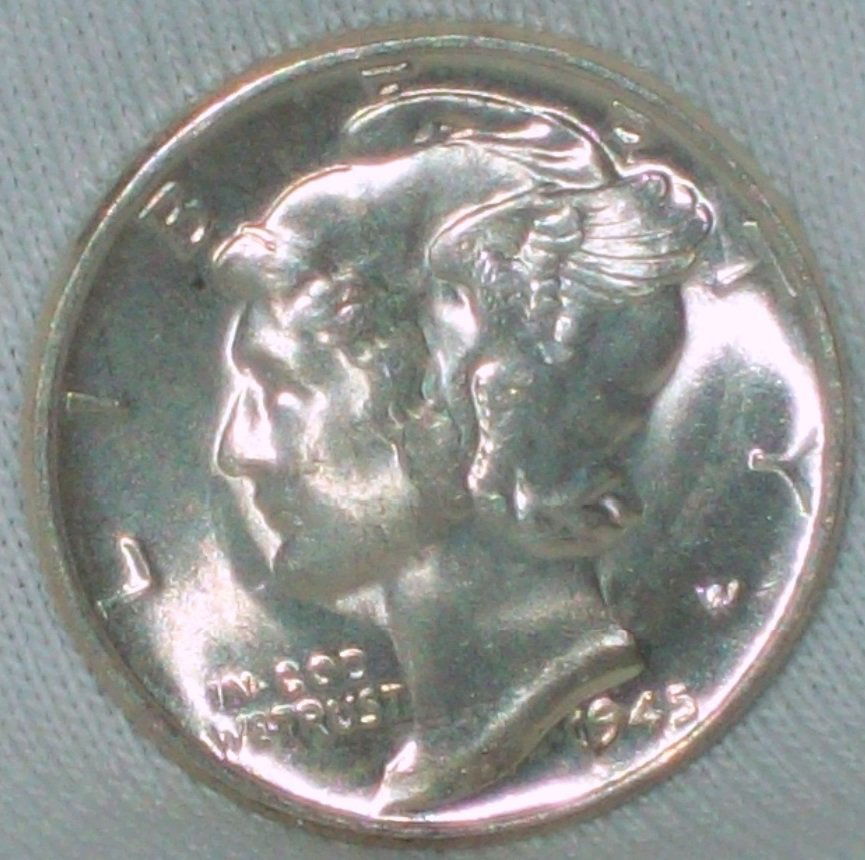 1945 Mercury Silver Dime Rotated BU (1 of 2)