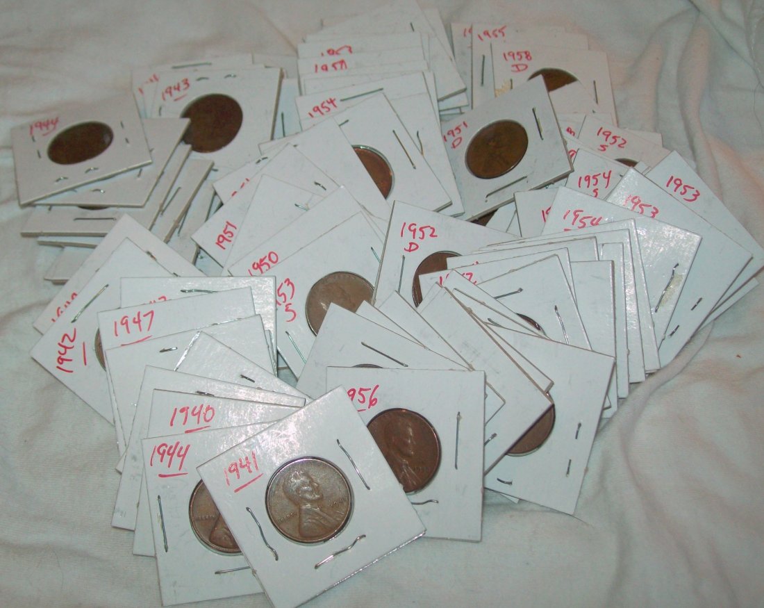 Lot of (100) Lincoln Wheat Cents Assorted Dates (1 of 2)