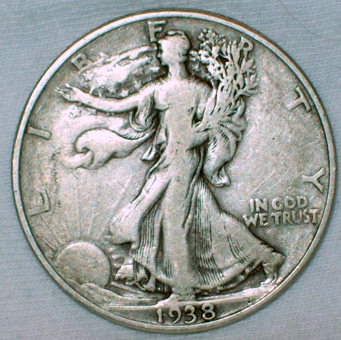 1938-D Walking Liberty Silver Half Dollar Fine (1 of 2)