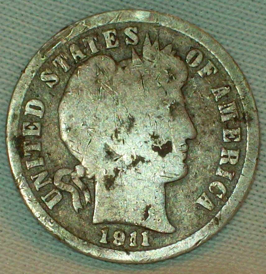 1911 Barber Head Silver Dime Good (1 of 2)