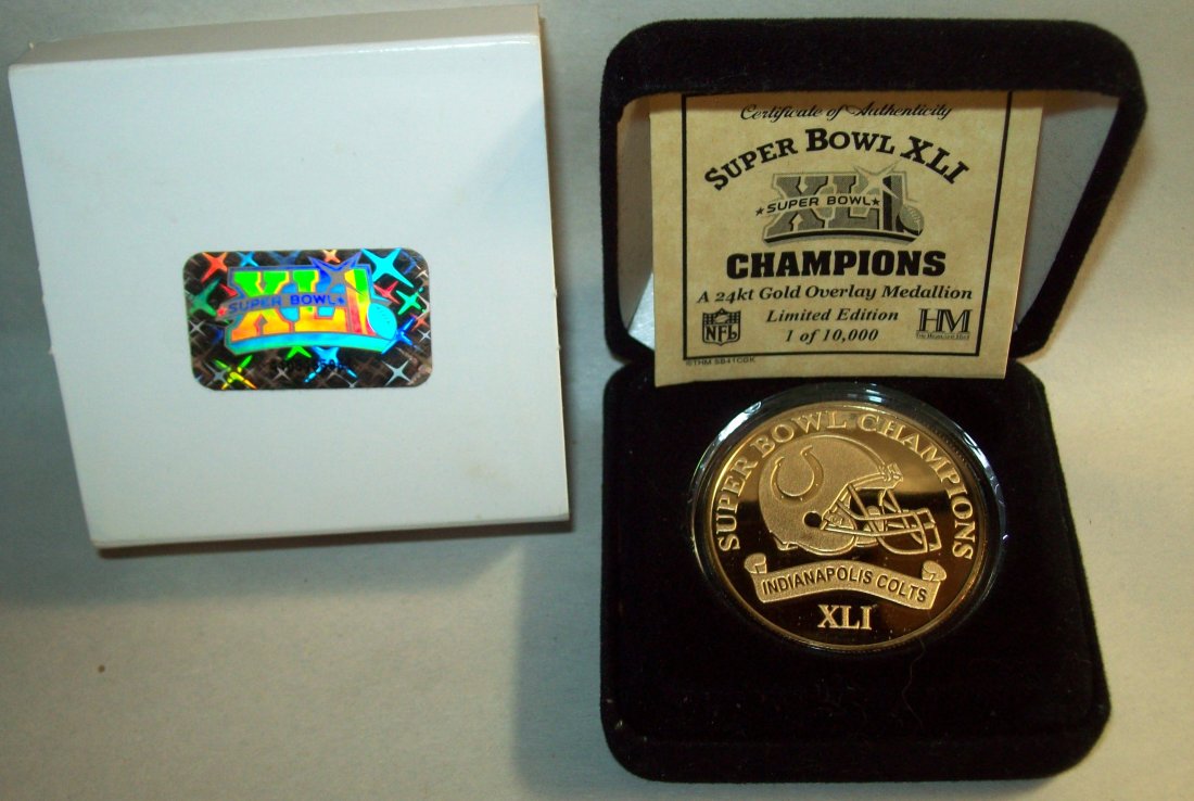 Indianapolis Colts Super Bowl XLI 24k Gold Medallion (1 of 3)