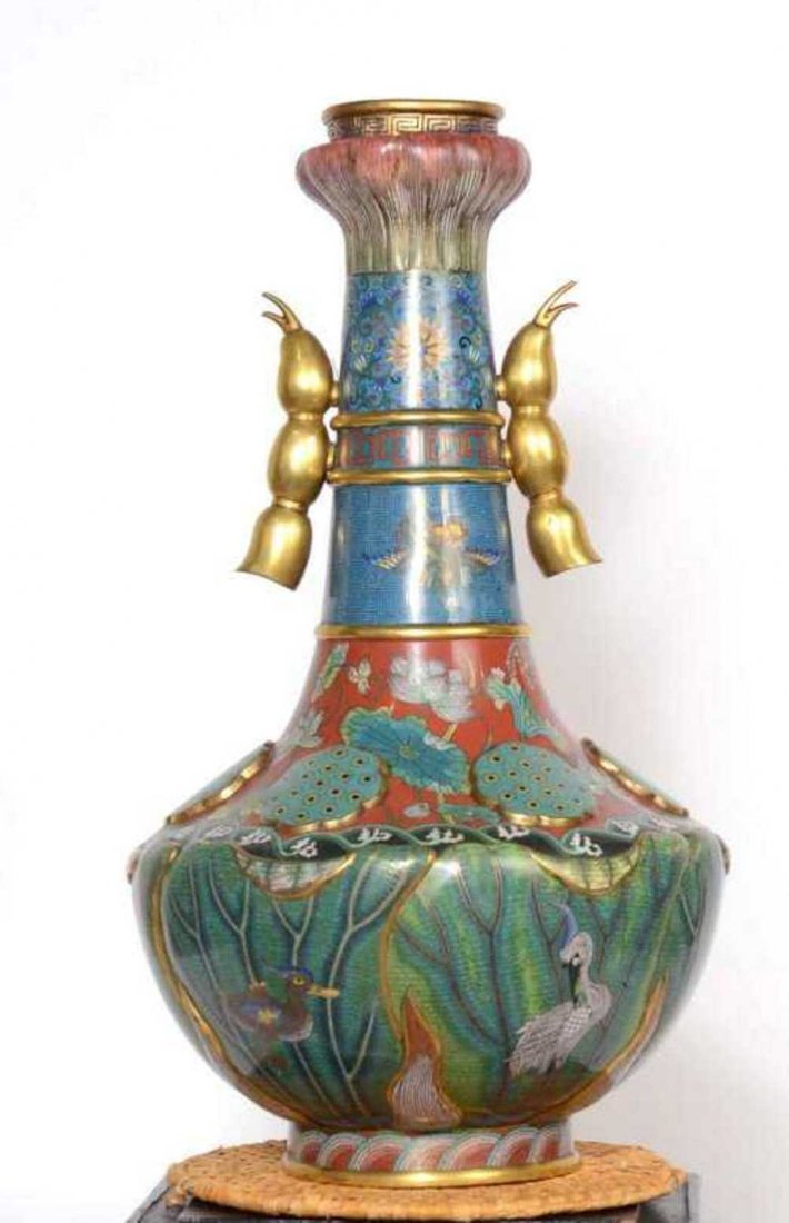 Chinese Qing Dynasty Cloisonne Vase (1 of 4)
