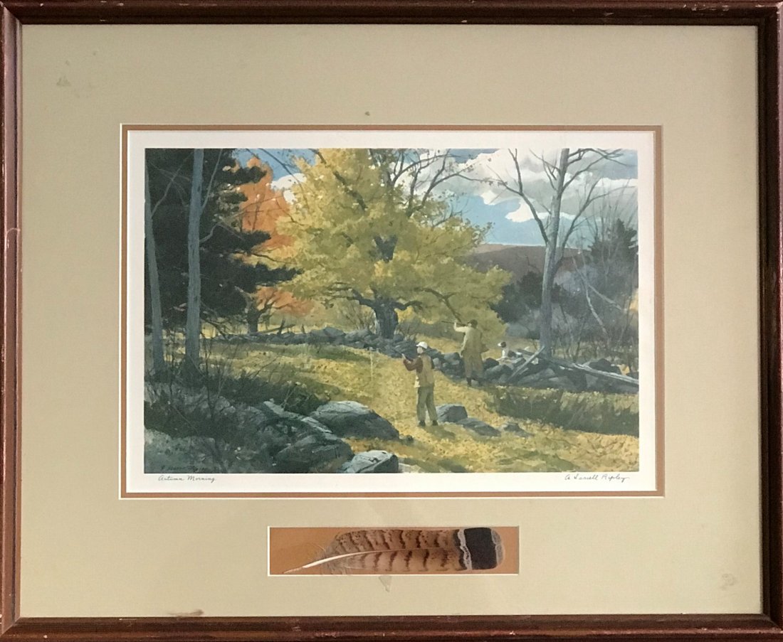 A. LARSELL RIPLEY: AUTUMN MORNING, SINGED BY ARTIST, FRAMED WITH A FEATHER FRAME 42.5 X 52.5 CM